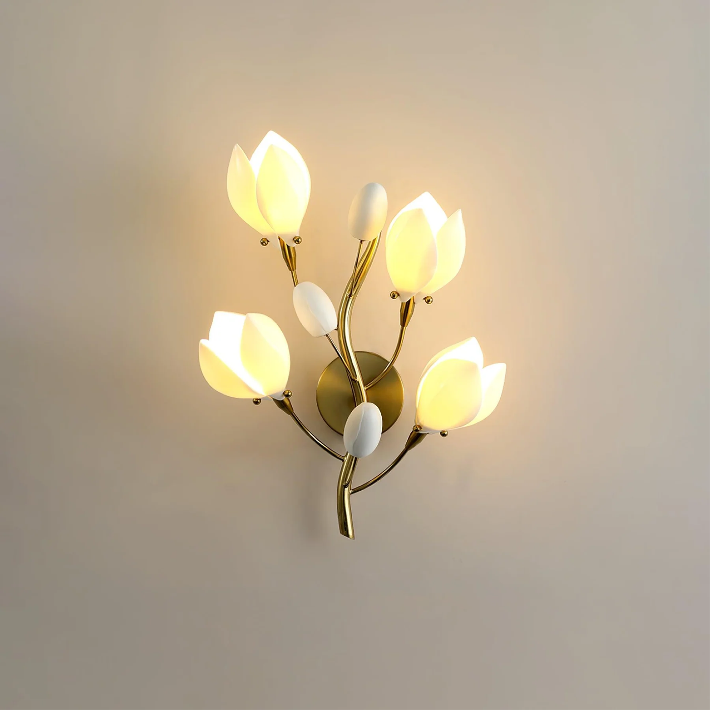 Lámpara de Pared con Flor de Cerámica para Ambiente Acogedor
