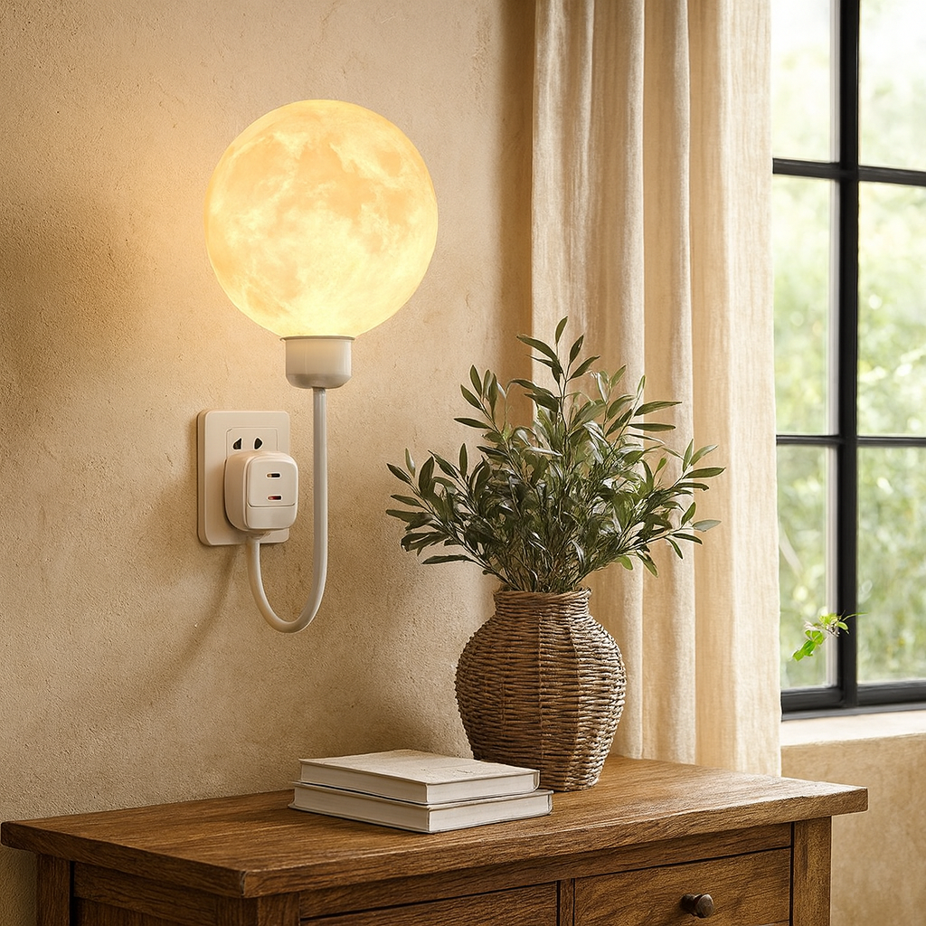 Lámpara de Pared con Luna de encendido y apagado Plug-in