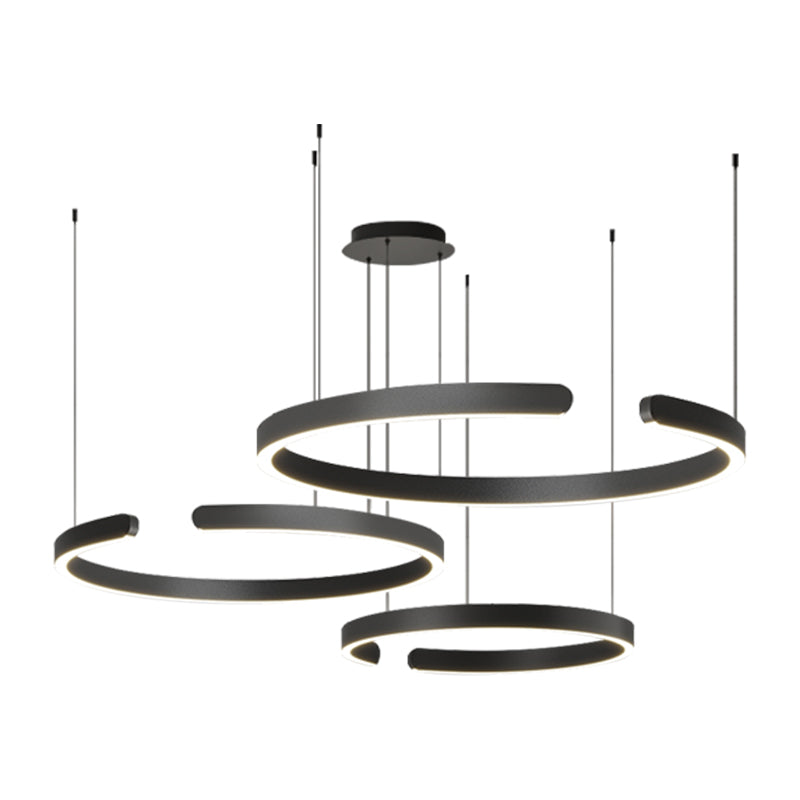 Suspension Luminaire à 3 anneaux Nordic Élégance