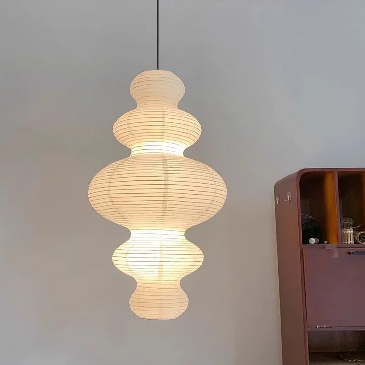 Lámpara de Tejas de Arroz Multicapas para una Iluminación Elegante