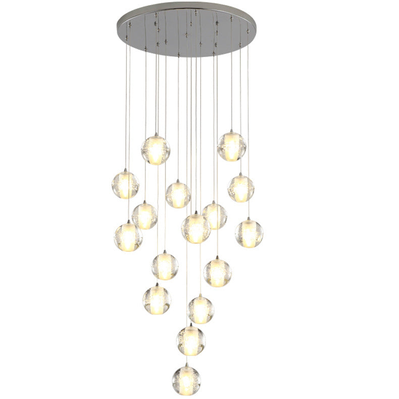 Luxurious Crystal Ball Staircase Chandelier with Dazzling Orbs