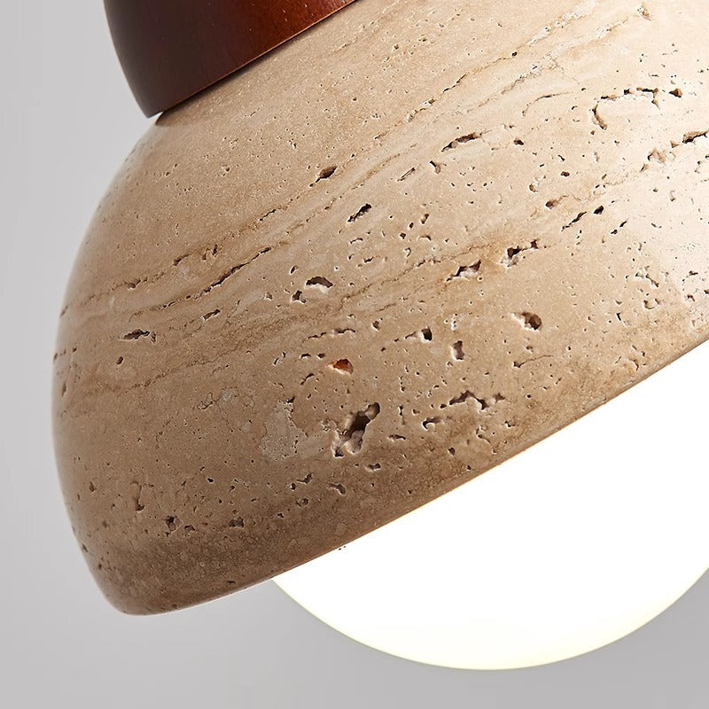 Lámpara de Péndulo con Piedra de Hongo - Iluminación Elegante y Natural