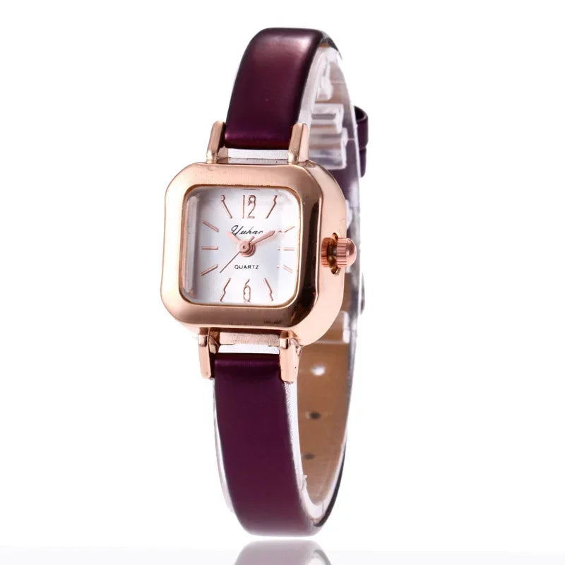 Simzxcvzxcvzxcvzxvcple Classic Women Small Square Dial Watch Vintage Elegant Female Quartz Wristwatches Leather Strap Casual Watches Reloj Mujer