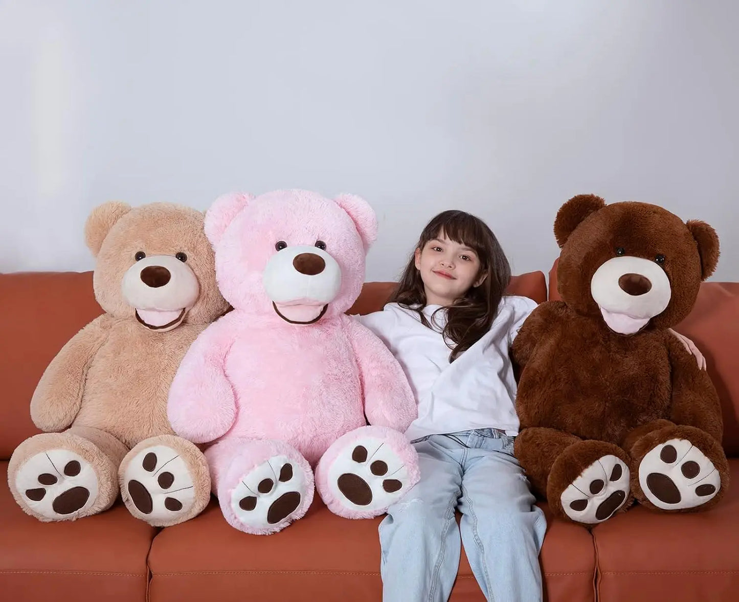 MorisMos Giant Teddy Bear with Big Footprints Plush Stuffed Animals Light Brown 39 inches