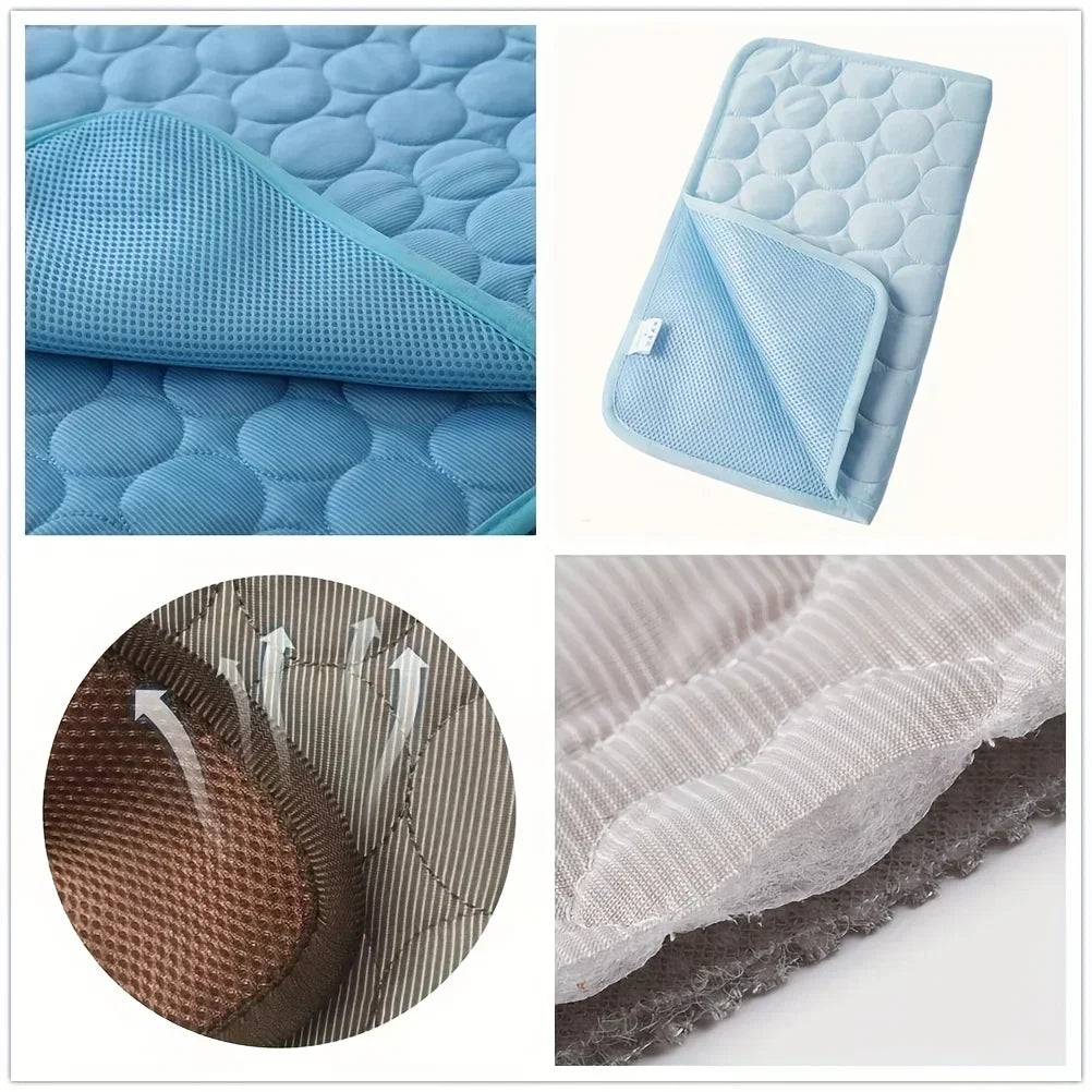 Summer Pet Ice Pad Cool Sleeping Mat Breathable Ice Silk Washable Pet Bed Durable Dog Cat Cushion Pet Supplies for Home Outdoor