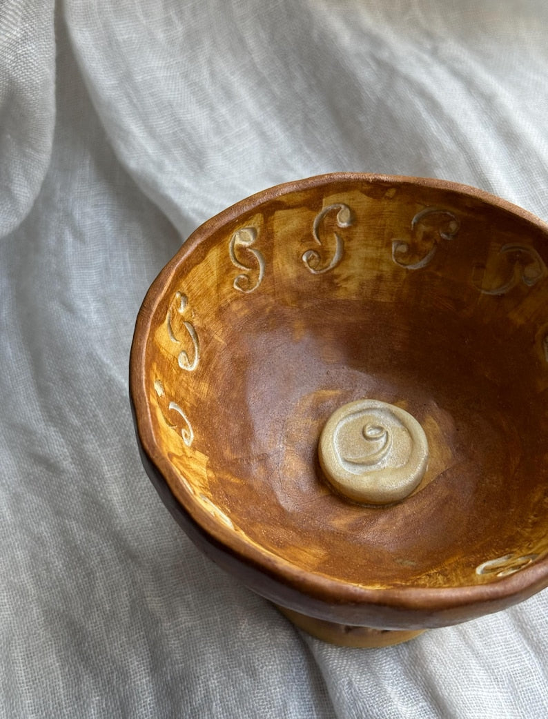 Handmade Ceramic Islamic Bakhoor Burner: Rustic Arabic Incense Stand