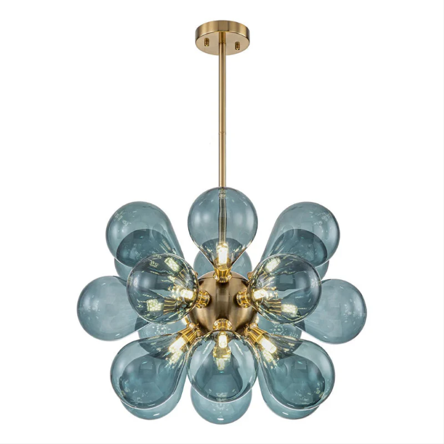 Lustre boule en verre bleu de Jarise, un élégant point focal lumineux