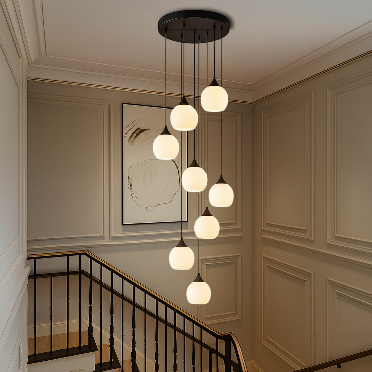 Éclairez votre demeure avec le lustre d'escalier Villa Gade
