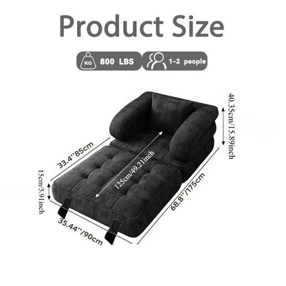 Modern Tatami Cloud Space-Saving Corduroy Upholstery Memory Foam Double-Layer Foldable Convertible No Assembly Required Sofa Bed Couch for Living Room Bedroom Apartment Office