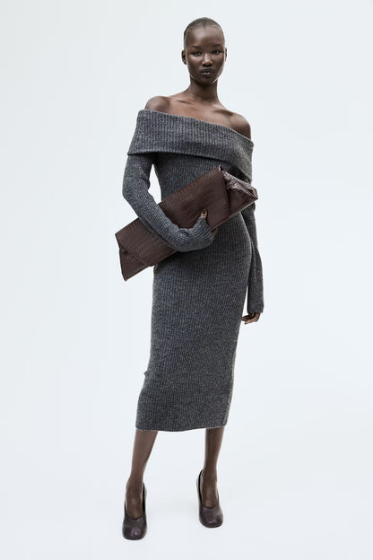 Off Shoulder Knit Dress