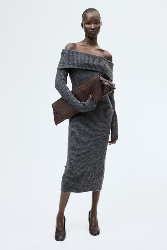 Off Shoulder Knit Dress