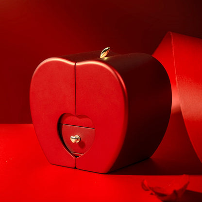 Charming Red Apple Jewelry Box with Eternal Rose - Perfect Gift for Christmas, Mother's Day, and Valentine's Day for Her!