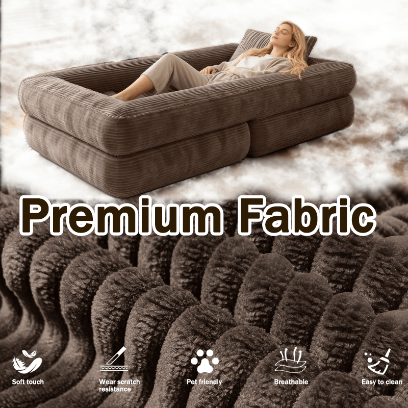 Multi-functional Convertible Sofa Bed—No Assembly Required, High-density Sponge, Soft and Skin-friendly Fabric | Suitable for Small Spaces, Bedrooms, Apartments, RVs as a Multi-position Sofa, Movie Sofa, Lazy Sofa, Office Sofa, Lounger, or Leisure