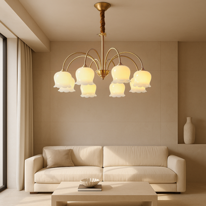 Élégant Lustre en Cuivre Français pour une Ambiance Sophistiquée