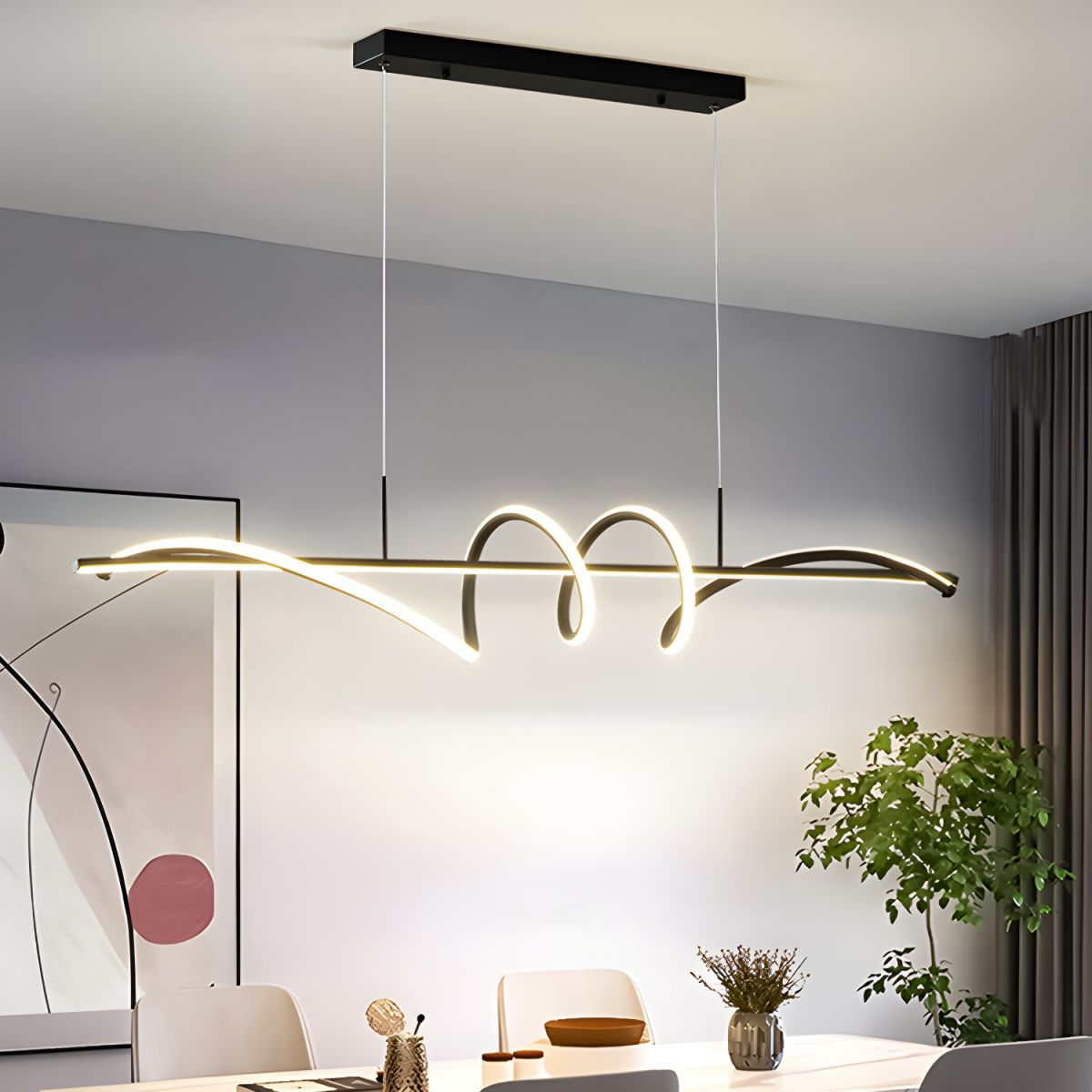 Lustre suspendu à LED avec guirlande lumineuse élégante
