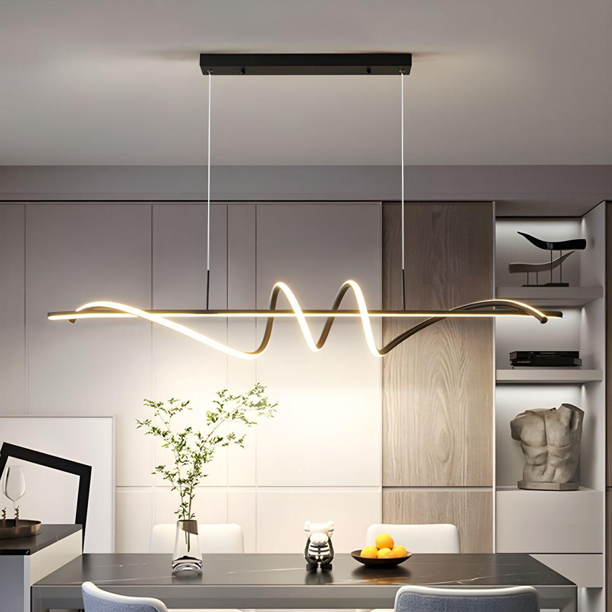 Lustre suspendu à LED avec guirlande lumineuse élégante