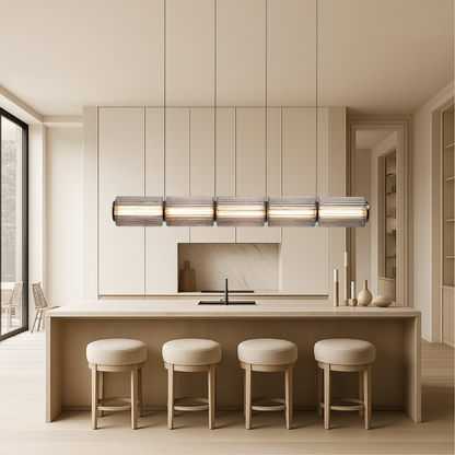 Lámpara de Pendiente de Cristal en Forma de Cilindro Elegante y Moderna