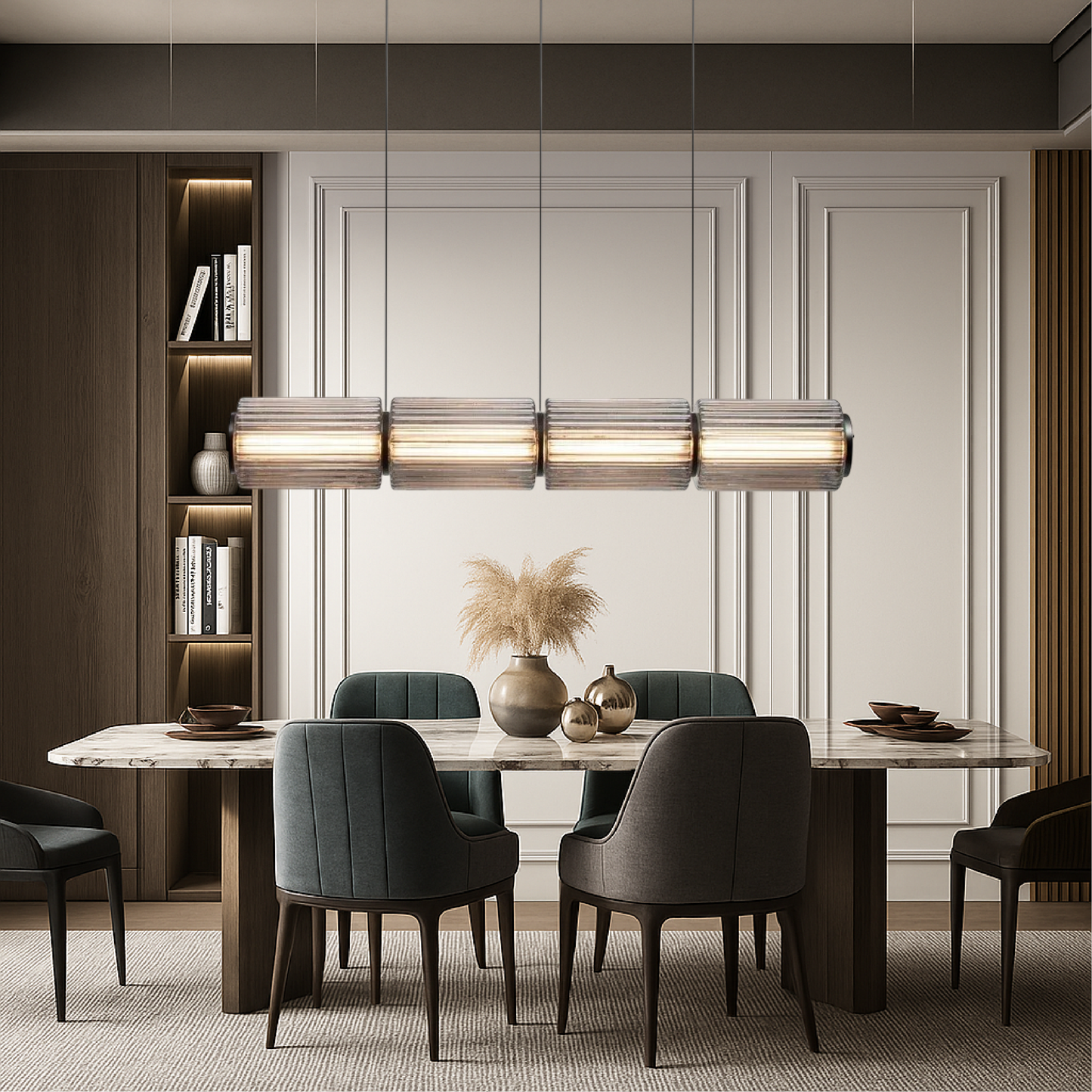 Lámpara de Pendiente de Cristal en Forma de Cilindro Elegante y Moderna