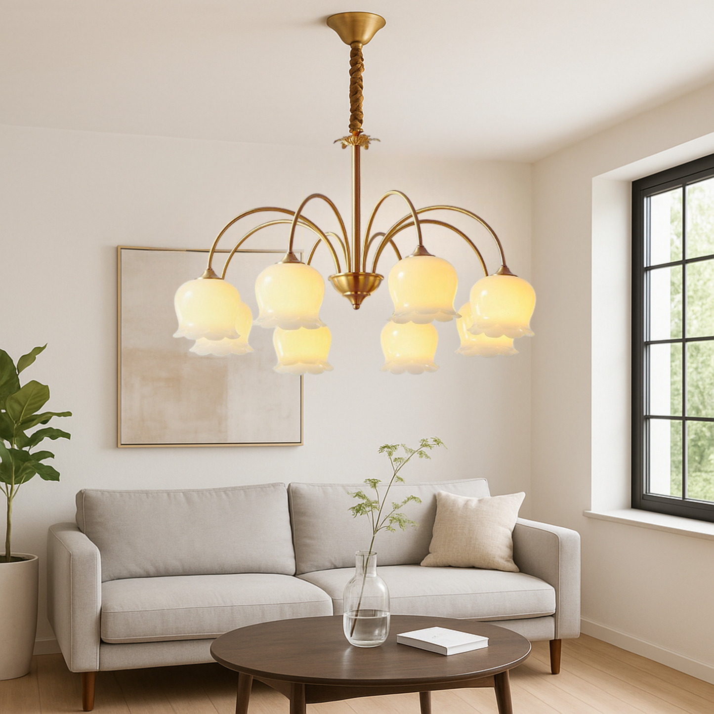 Élégant Lustre en Cuivre Français pour une Ambiance Sophistiquée