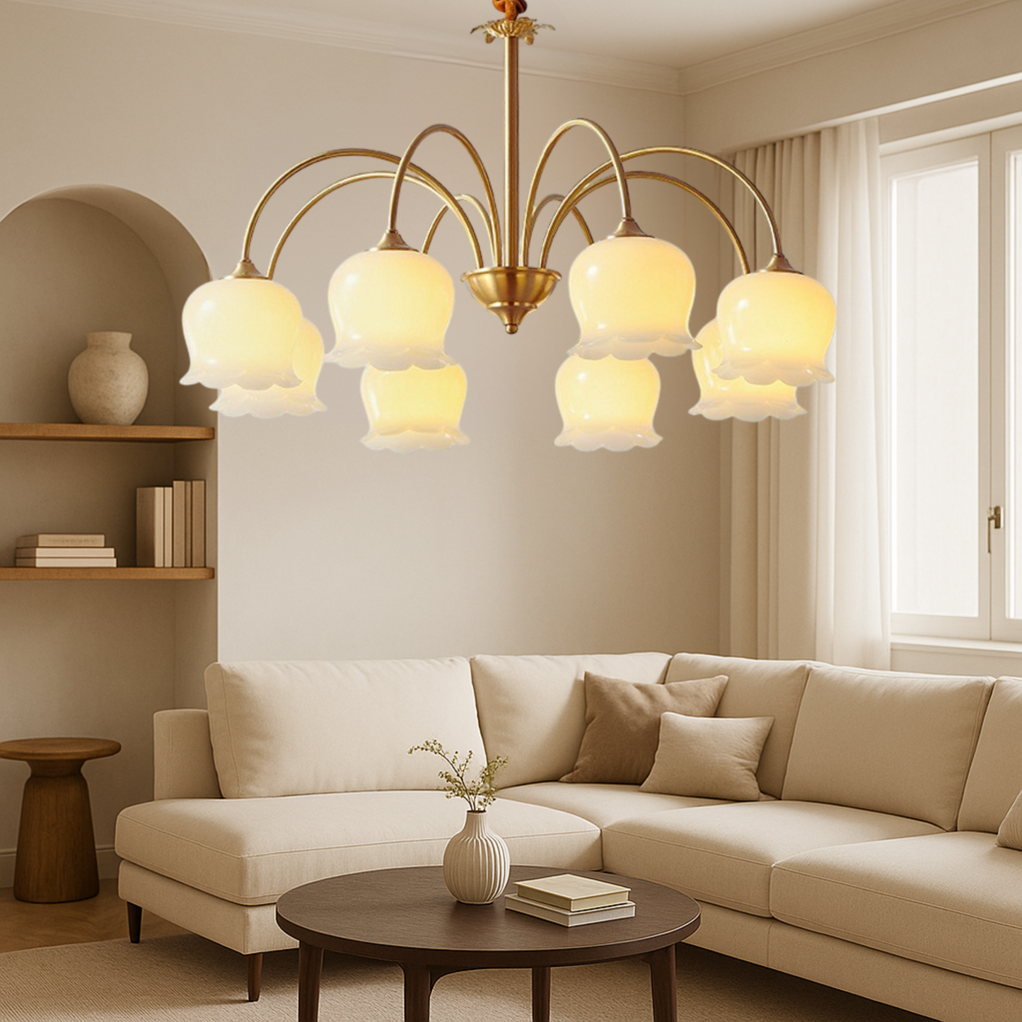 Élégant Lustre en Cuivre Français pour une Ambiance Sophistiquée
