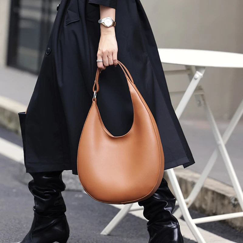 Leather Half Moon Bag