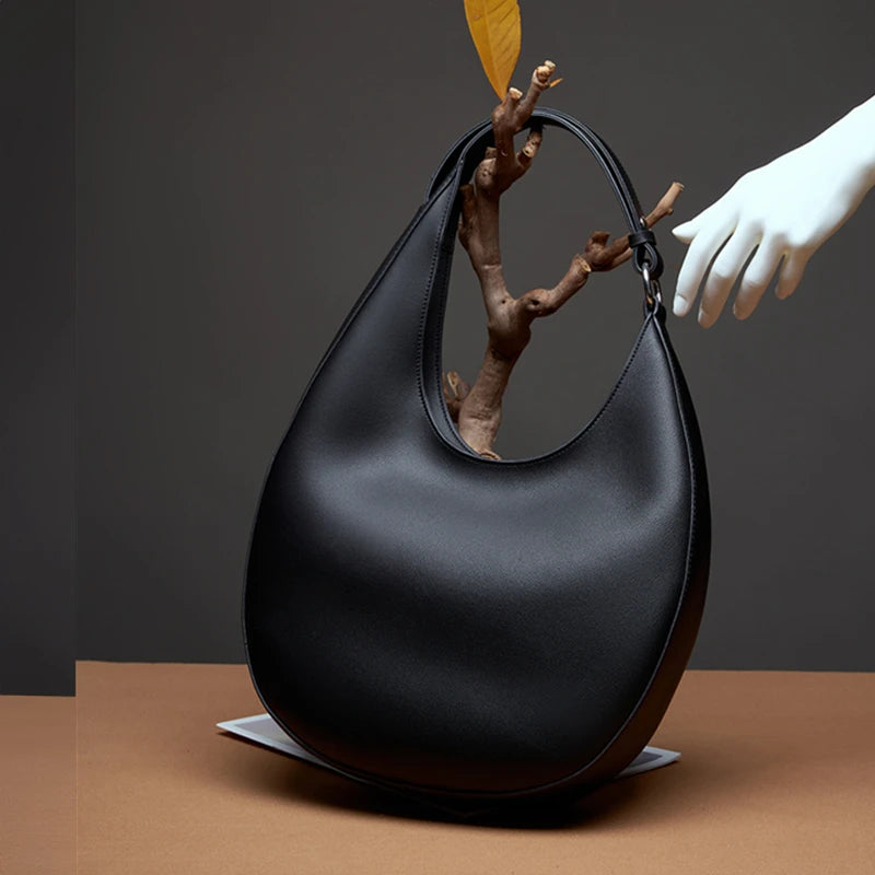 Leather Half Moon Bag