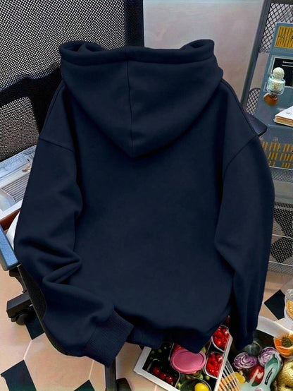 Cute Versatile Bow Pattern Women's Long Sleeve Pocket Casual Hoodieprinted Sweatshirt