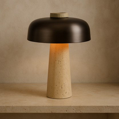 Elegant Travertine Table Lamp with Warm Ambient Glow