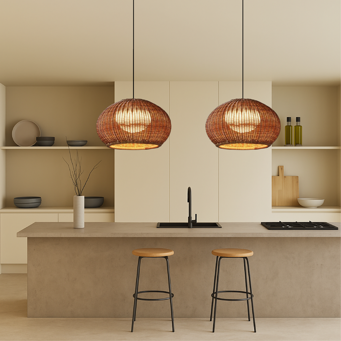 Suspension luminaires en bambou pour intérieur et extérieur