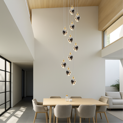 Elegant Crystal 10-Light Staircase Chandelier