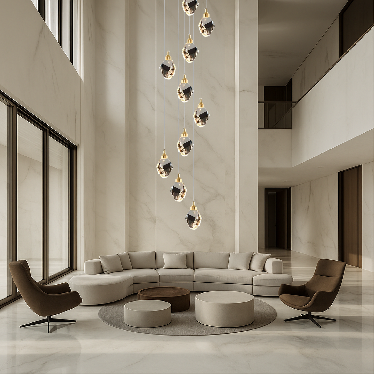 Crystal 10-Arm Staircase Chandelier – Elegant Crystal Ceiling Fixture