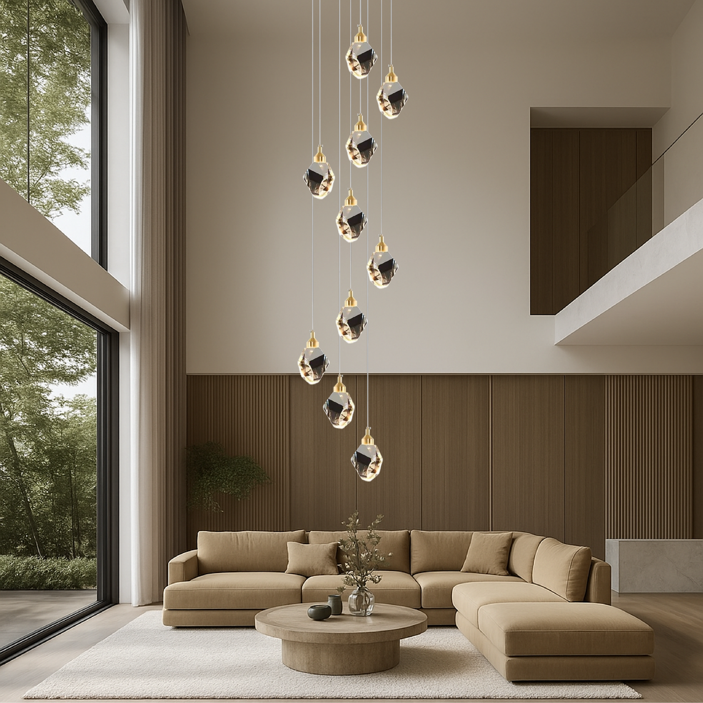Crystal 10-Arm Staircase Chandelier – Elegant Crystal Ceiling Fixture