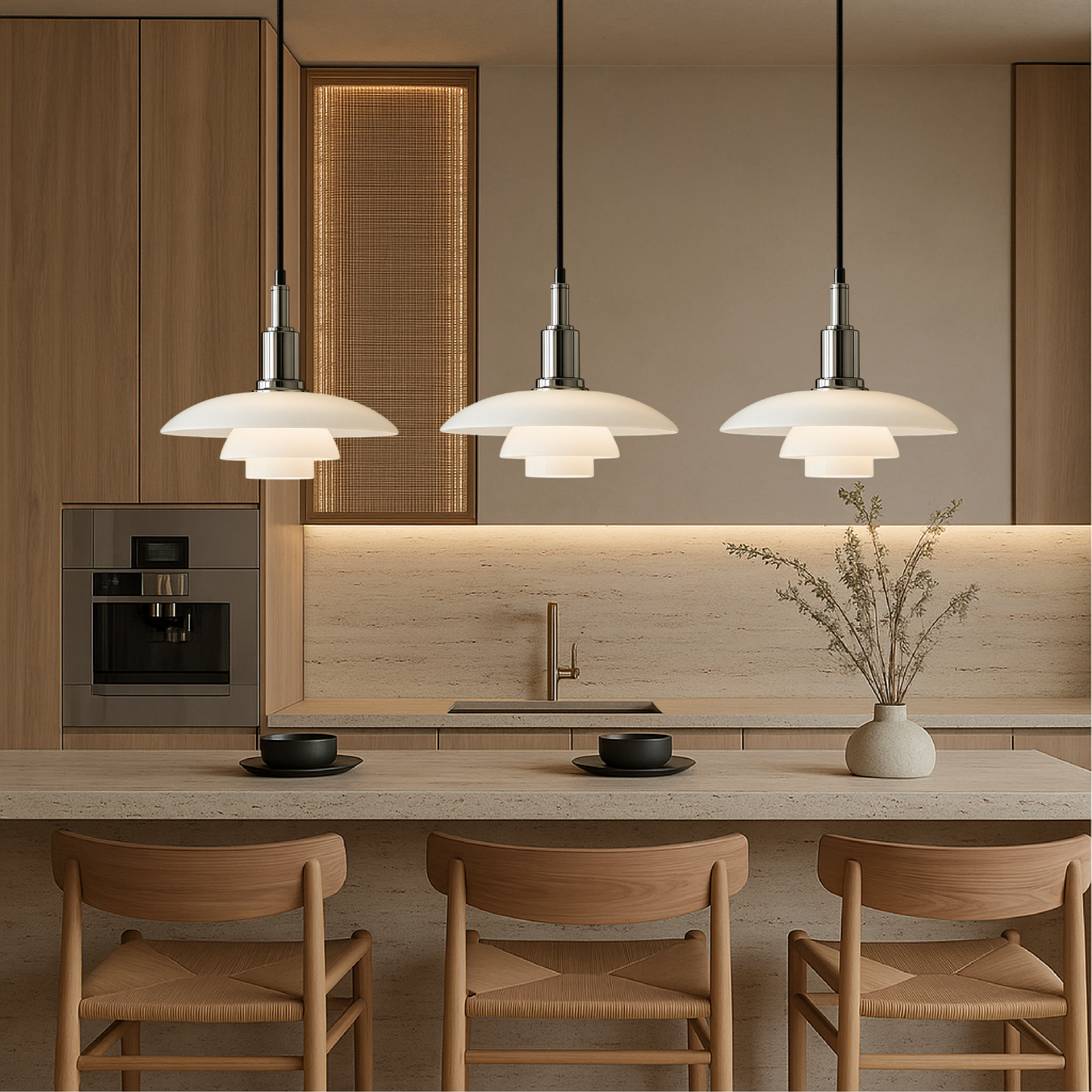 Two- or Three-Head Danish Designer Pendant Light