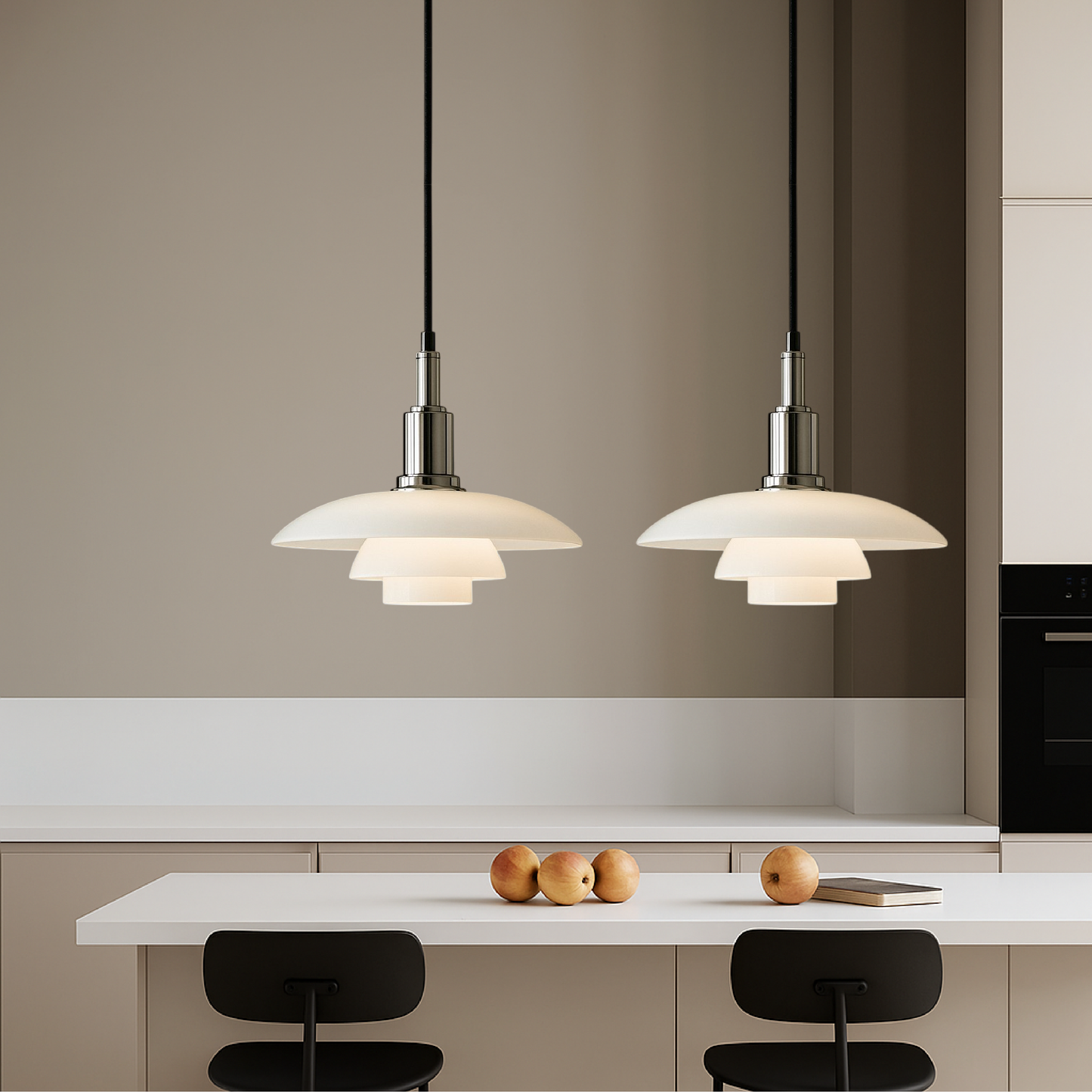 Two- or Three-Head Danish Designer Pendant Light