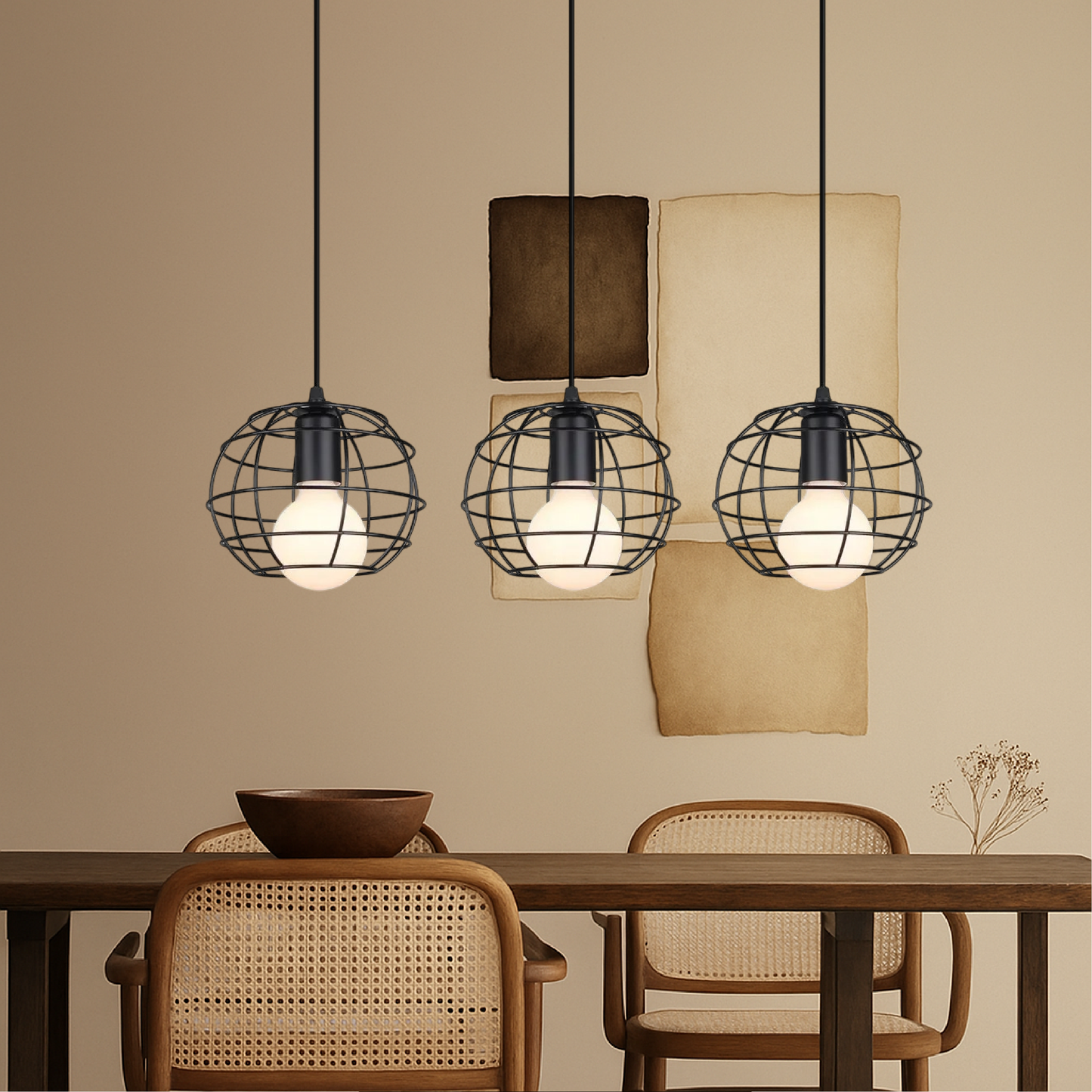 Lustre suspendu à 3 têtes Nuo pour une luminosité élégante et moderne