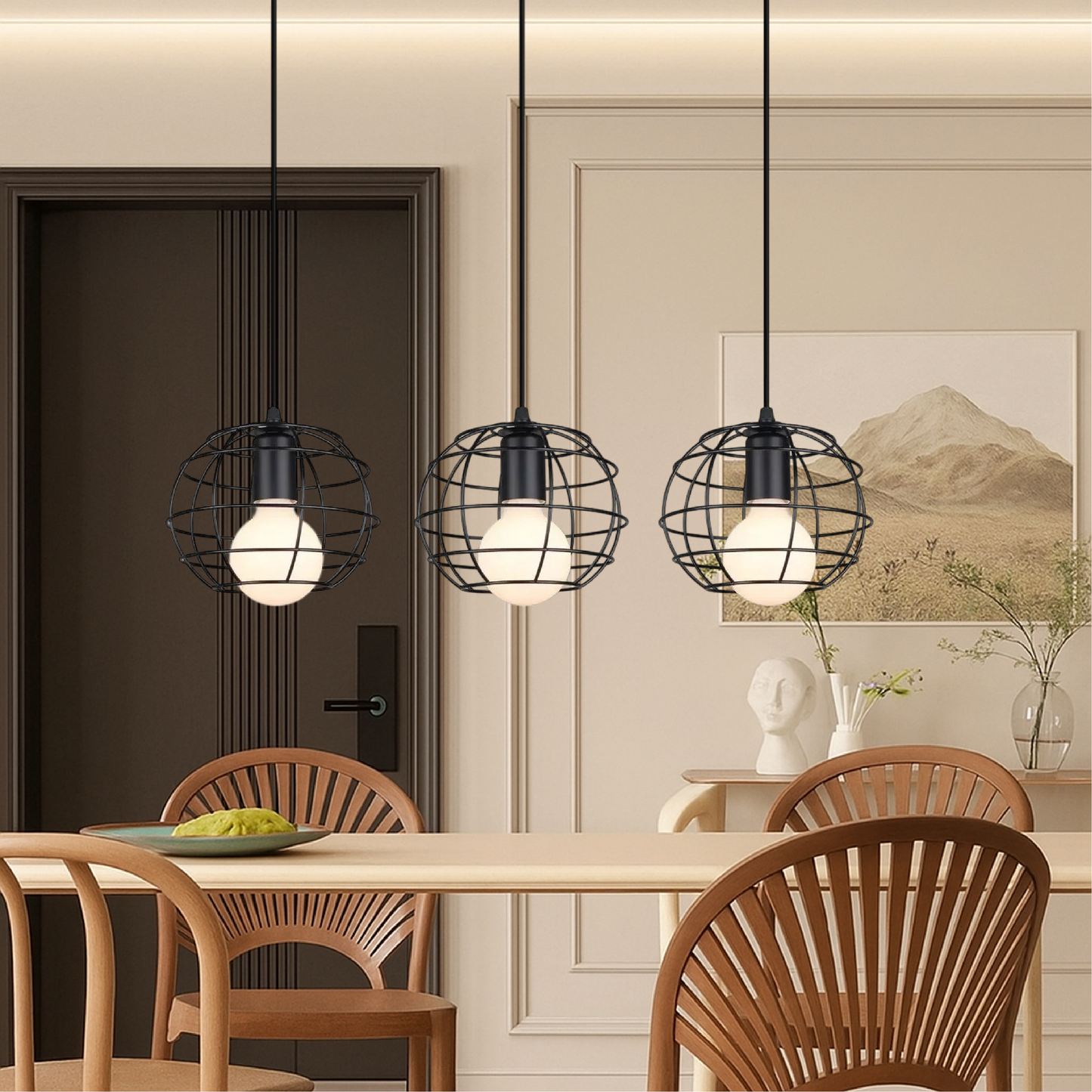 Lustre suspendu à 3 têtes Nuo pour une luminosité élégante et moderne