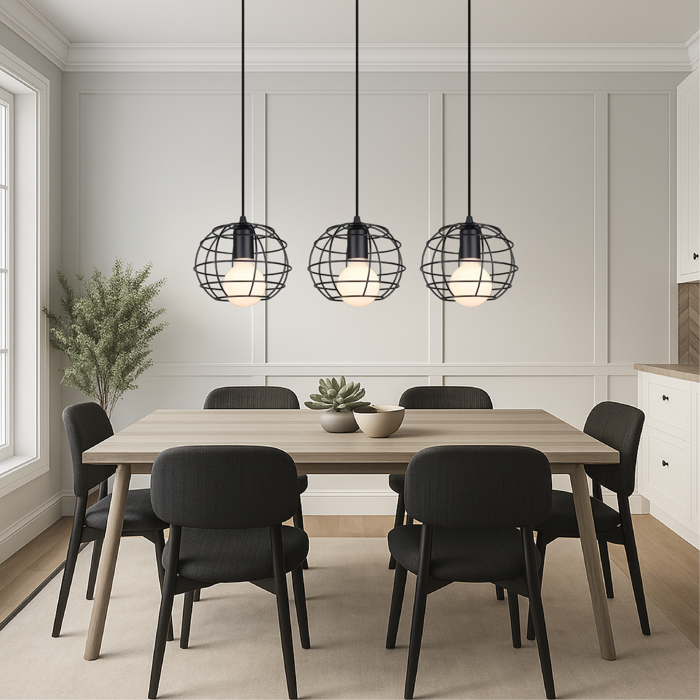 Lustre suspendu à 3 têtes Nuo pour une luminosité élégante et moderne