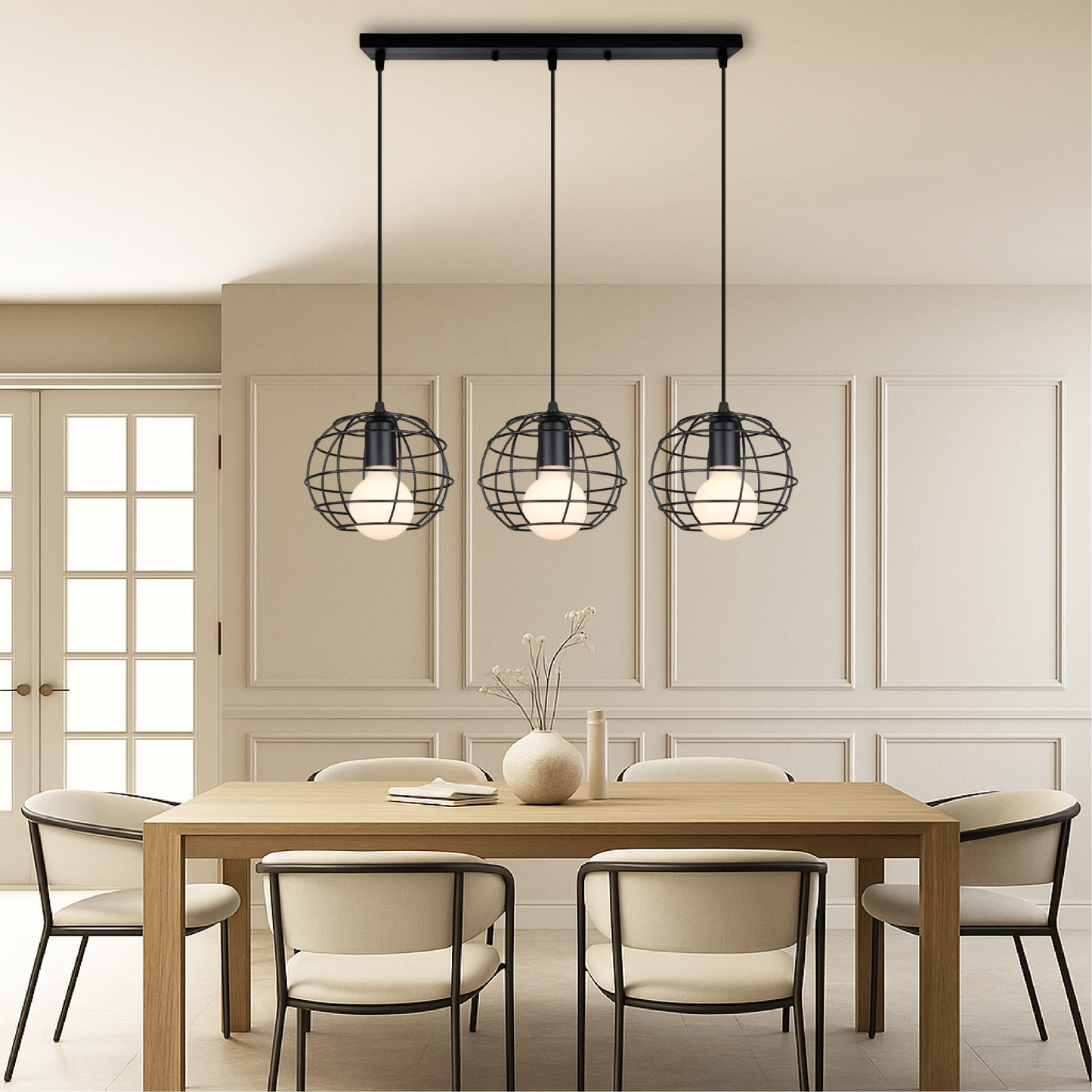 Lustre suspendu à 3 têtes Nuo pour une luminosité élégante et moderne