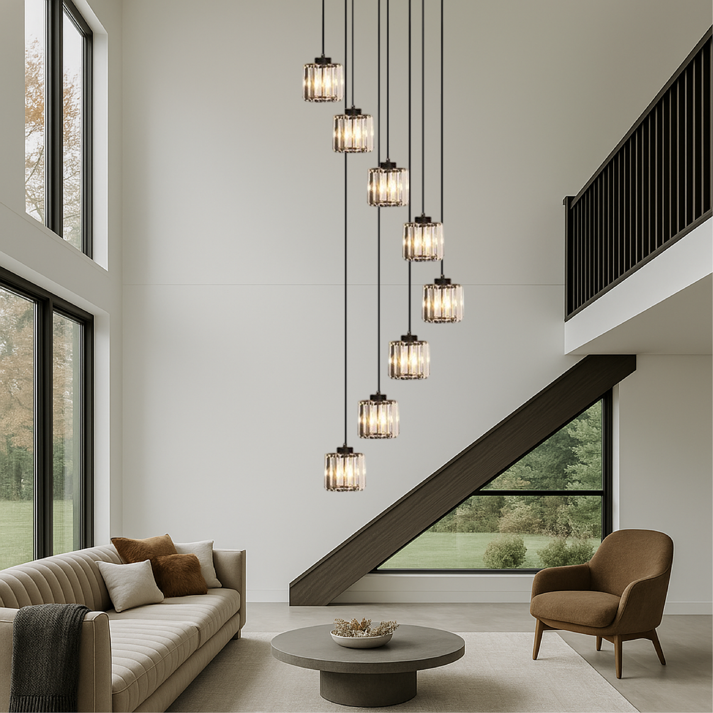 Kano's Staircase Chandelier: Exquisite Hallway Illumination