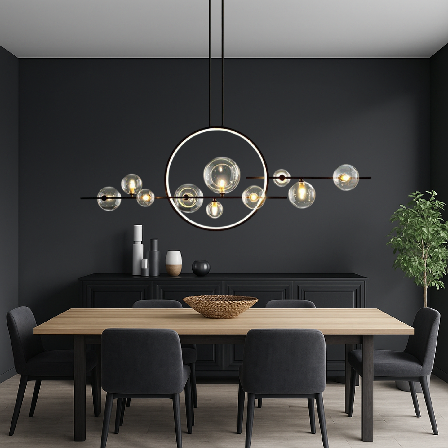 Lampadaire de Salle à Manger en Verre avec Table Intégrée