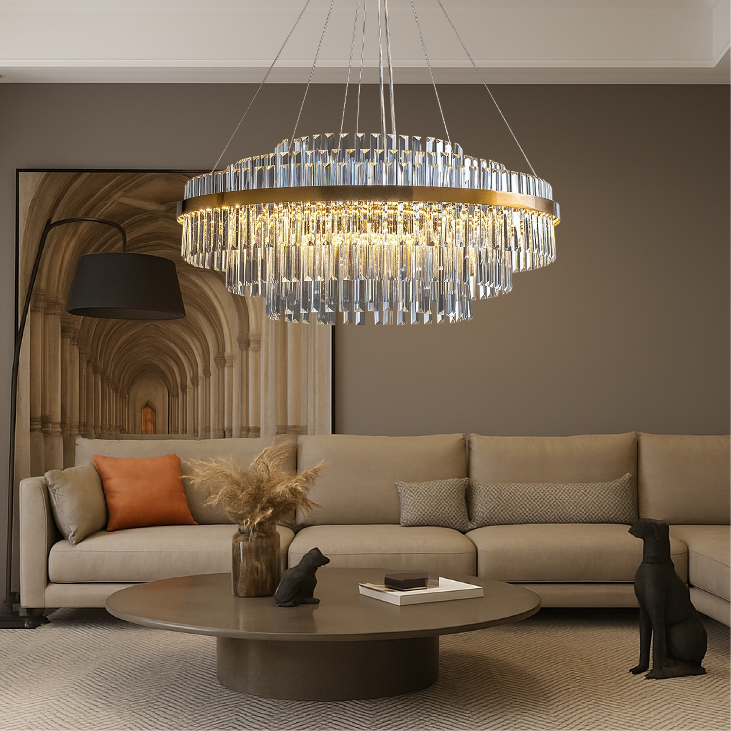 Élégant lustre en cristal de luxe