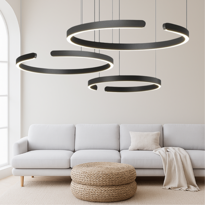 Suspension Luminaire à 3 anneaux Nordic Élégance