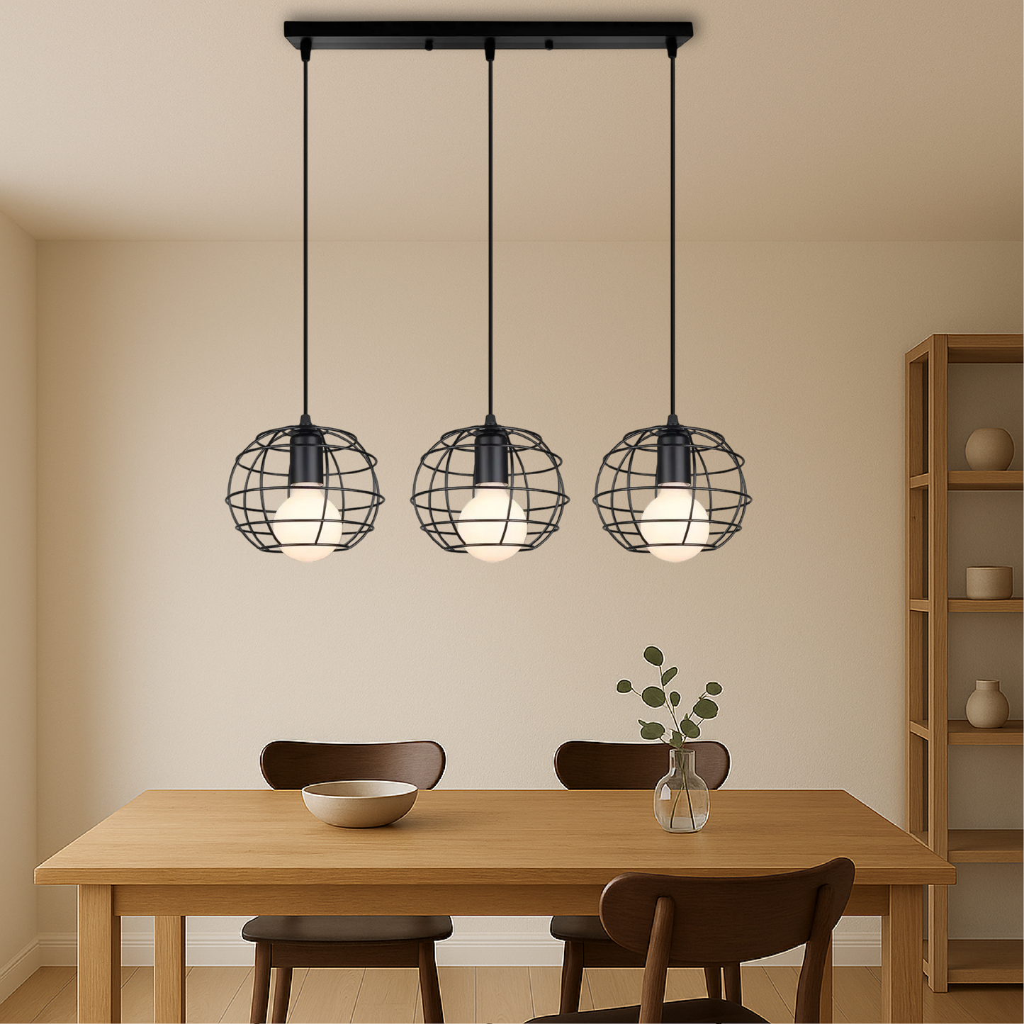 Lustre suspendu à 3 têtes Nuo pour une luminosité élégante et moderne