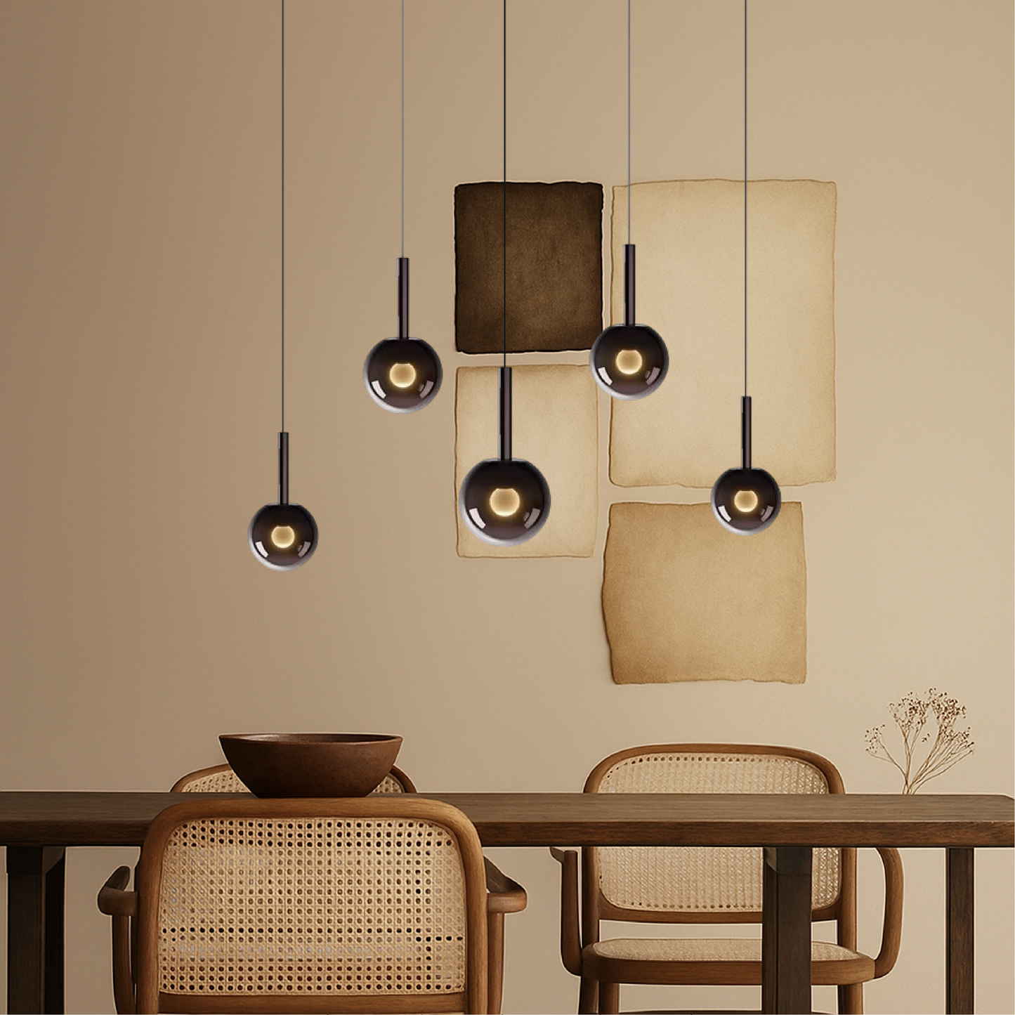Lampa wisząca z szkła w skandynawskim stylu