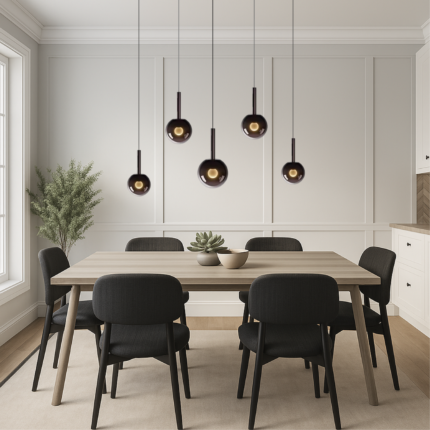 Lampa wisząca z szkła w skandynawskim stylu
