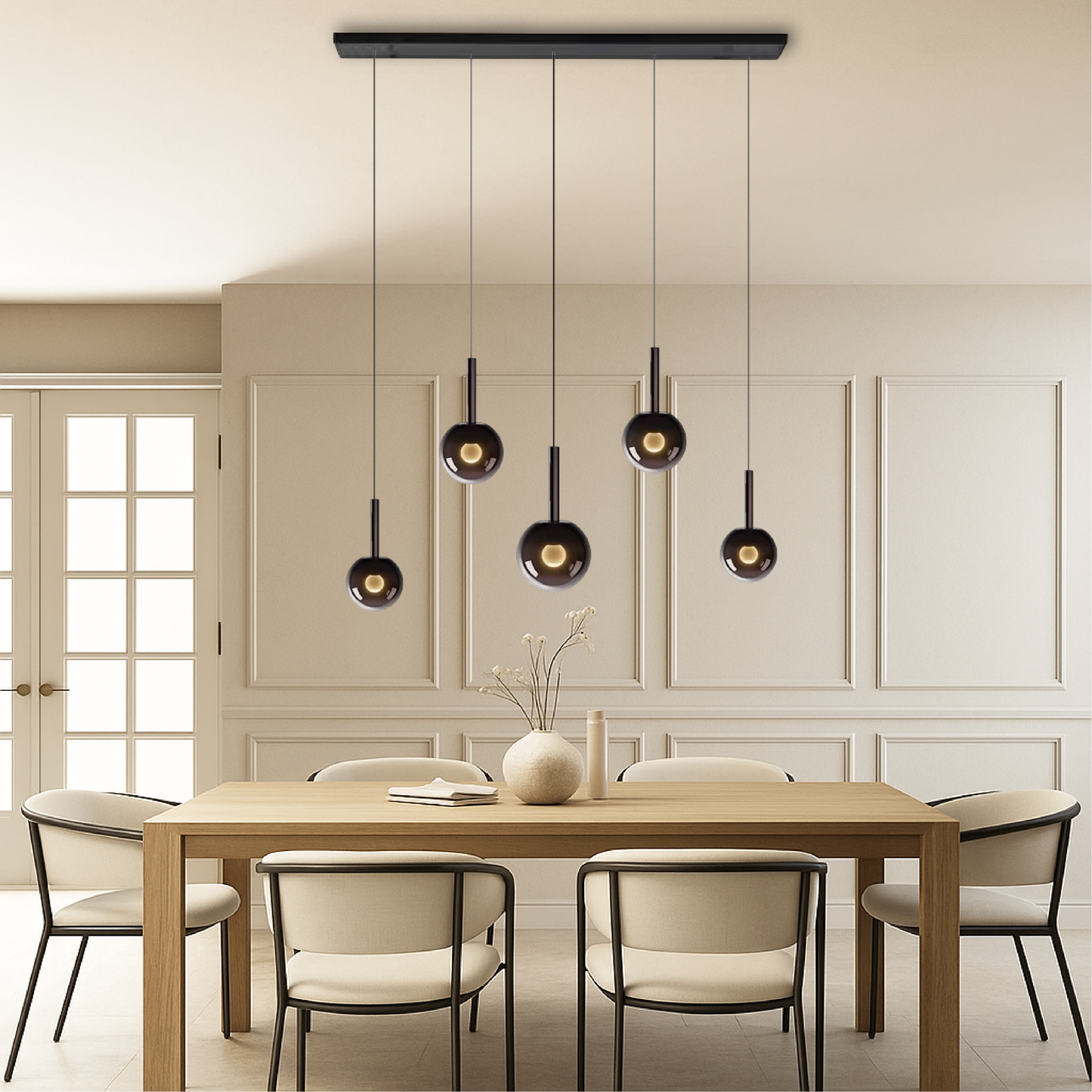 Lampa wisząca z szkła w skandynawskim stylu