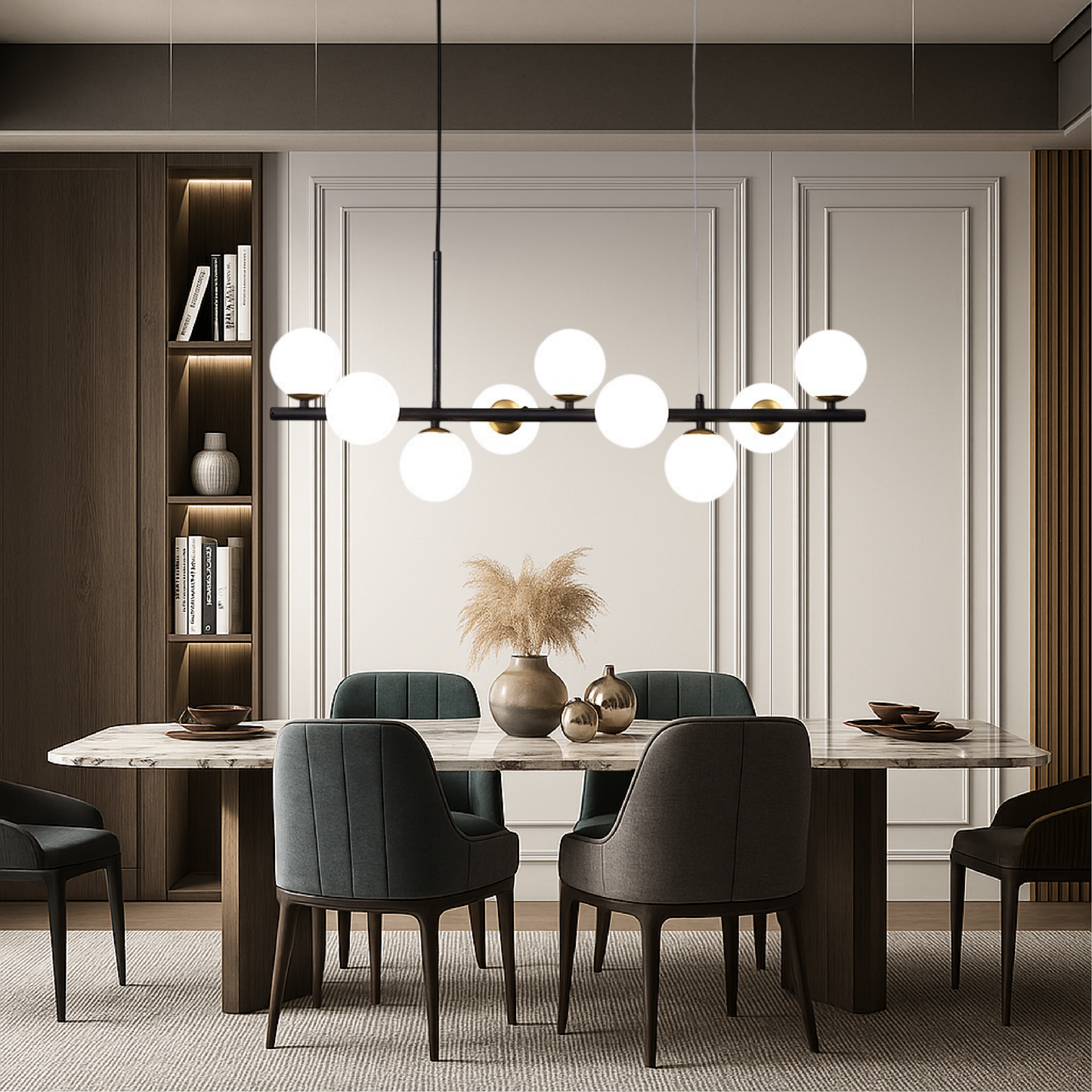 Lustre Suspendu Noir pour Salle à Manger Élégante