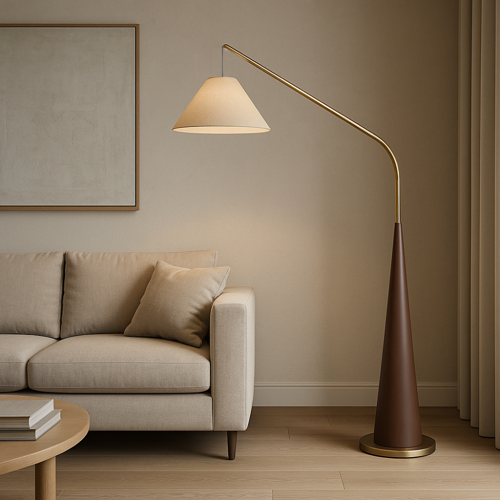 Charle's Wooden Arc Floor Lamp - Elegant, Handcrafted Wood Lighting for Any Room