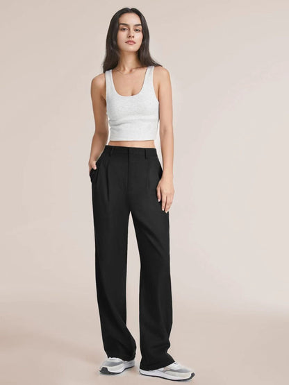 Hochbundhose - Damenhose mit weitem Bein und Taschen