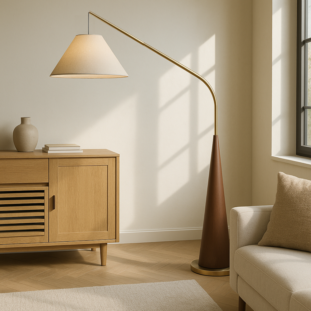 Charle's Elegant Wooden Arc Floor Lamp for Stylish Home Lighting